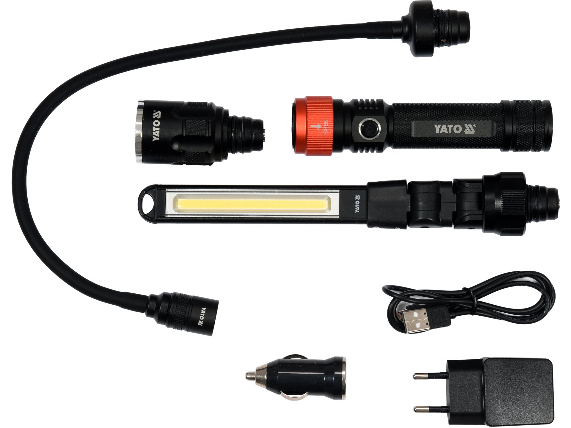 Set lampa de atelier, 3 in 1, 380lm, li-ion 3,7v 2200mah, ip54, Yato - YT-08521