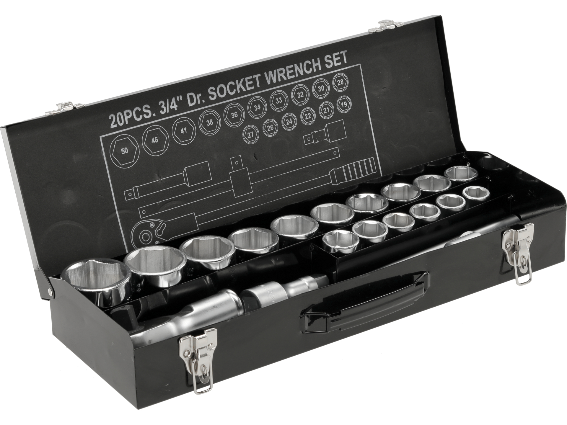 Set chei tubulare hexagonale 3/4'', 21 buc, Yato - YT-1335