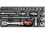 Trusa chei tubulare +clichet +adaptor 24piese, 10-32mm, Yato - YT-5537